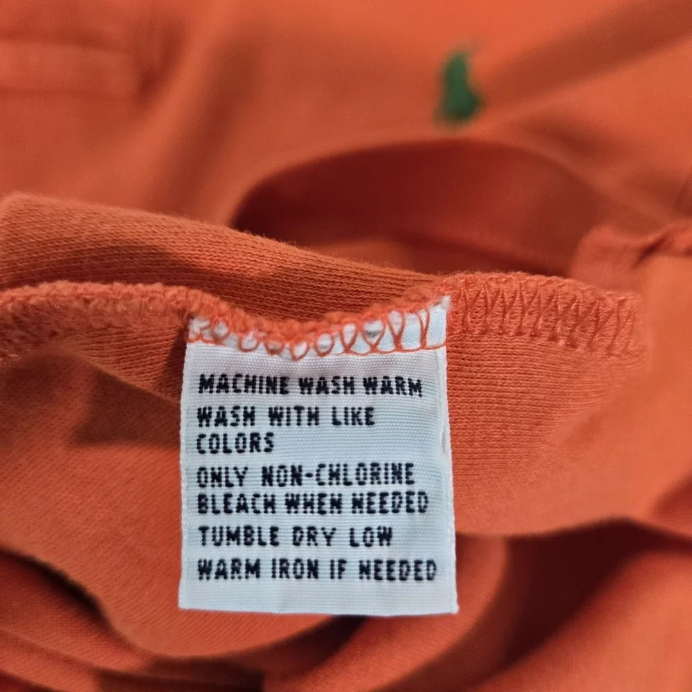 Polo Ralph Lauren Soft Touch Shirt Sz Medium Green‎ Pony Orange
